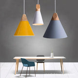 Nordic Real Wood Pendant Lights – Multicolor Aluminum Lampshade for Dining Room and Home Lighting Décor