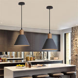 Modern Wood & Metal Hanging Pendant Lamp – Stylish Suspension Light for Kitchen, Dining Room, and Bar Décor