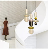 Colorful Glass Pendant Lights – Modern LED Chandeliers for Stairs, Bedrooms, Kitchens, and Restaurants