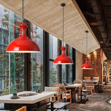 American Retro Red Industrial Pendant Lamp – Modern LED Iron Art Lighting for Restaurants and Hot Pot Decor