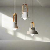 Iron Ring Wooden Grain Pendant Light – Minimalist Nordic Hanging Lamp for Showrooms, Bedrooms, and Dining Rooms