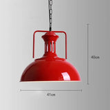 American Retro Red Industrial Pendant Lamp – Modern LED Iron Art Lighting for Restaurants and Hot Pot Decor