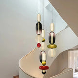 Colorful Glass Pendant Lights – Modern LED Chandeliers for Stairs, Bedrooms, Kitchens, and Restaurants