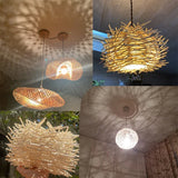 Handcrafted Rattan Bamboo Pendant Light – Woven Ceiling Lamp for Home, Living Room, and Bedroom Décor