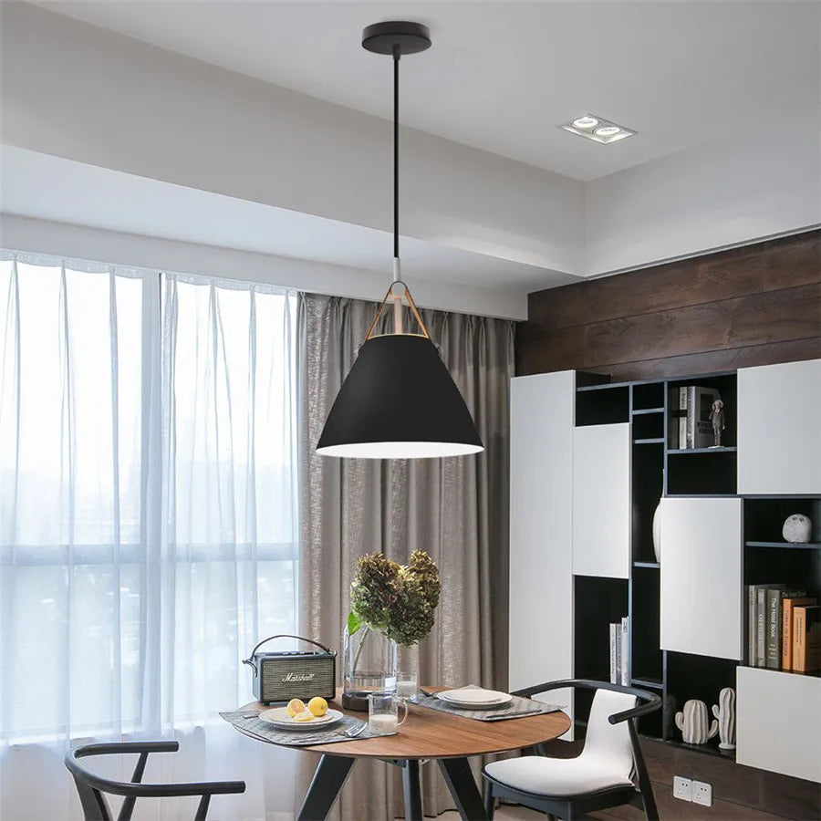 Modern Leather & Iron Pendant Light – Nordic Hanging Lamp for Kitchen, Dining Room, Living Room, Bedroom, and Restaurant Décor