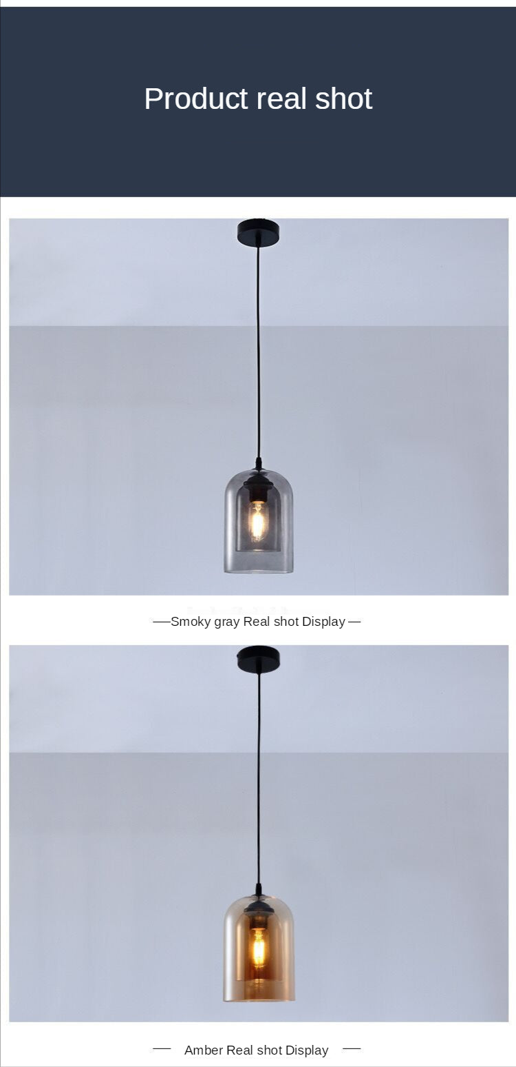 Led Pendant Lamp Nordic Gray Glass Modern Hanging Lighting Luxury Art Restaurant Bar Hotel Bedroom Bedside E27 Suspension Lights