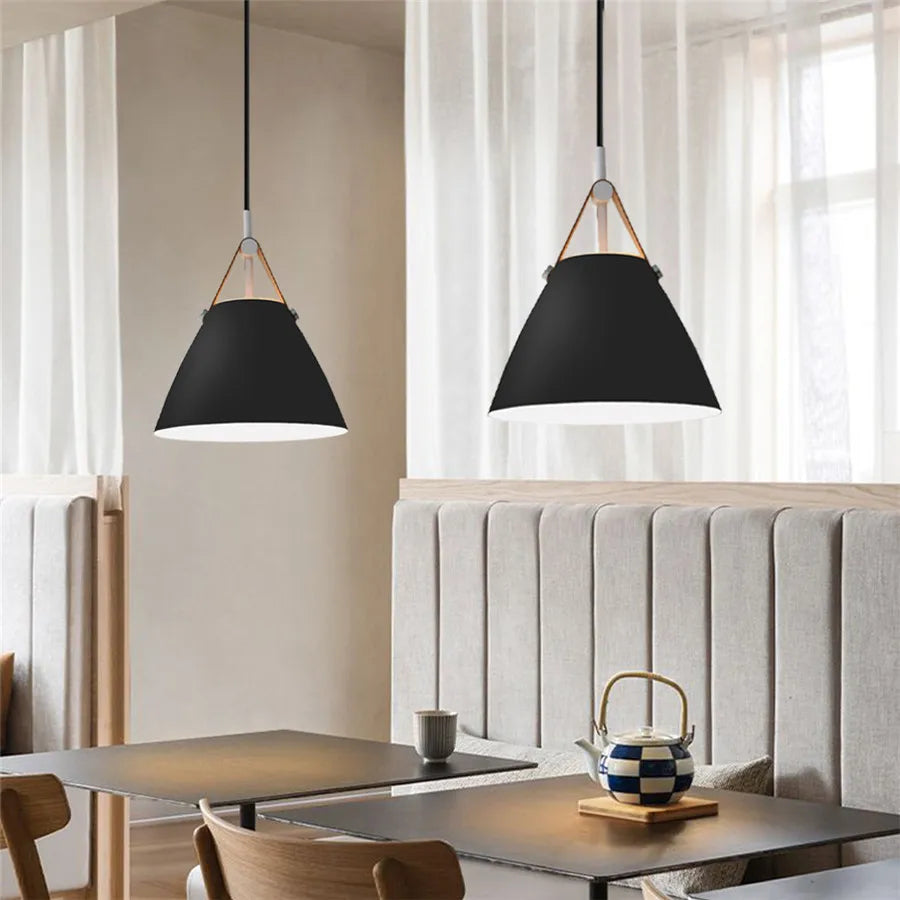 Modern Leather & Iron Pendant Light – Nordic Hanging Lamp for Kitchen, Dining Room, Living Room, Bedroom, and Restaurant Décor