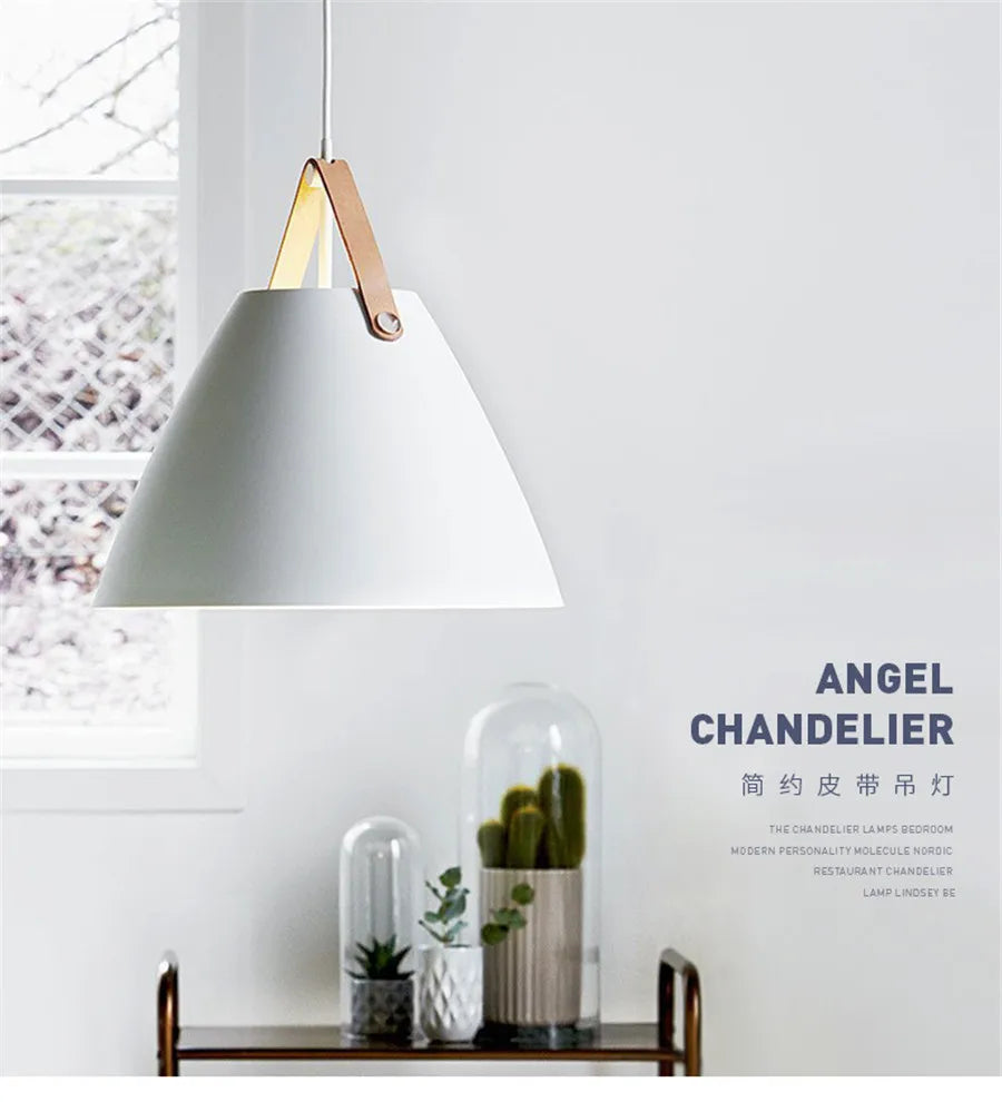 Modern Leather & Iron Pendant Light – Nordic Hanging Lamp for Kitchen, Dining Room, Living Room, Bedroom, and Restaurant Décor