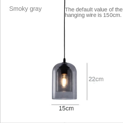 Led Pendant Lamp Nordic Gray Glass Modern Hanging Lighting Luxury Art Restaurant Bar Hotel Bedroom Bedside E27 Suspension Lights