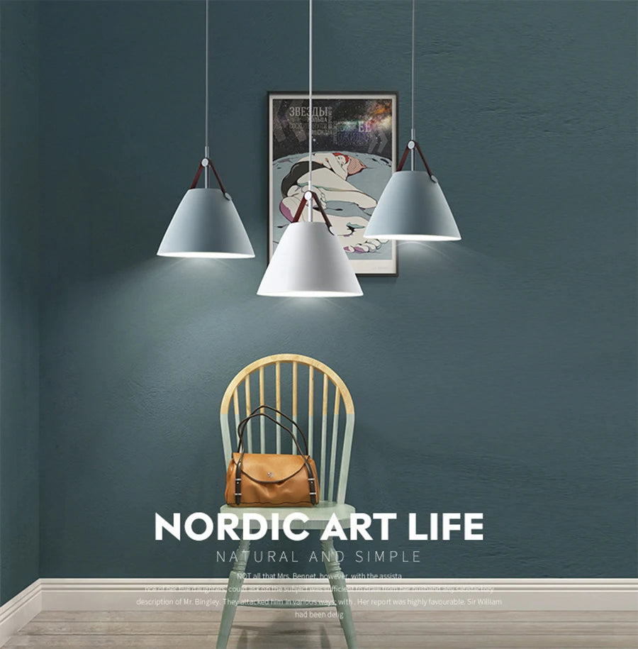 Modern Leather & Iron Pendant Light – Nordic Hanging Lamp for Kitchen, Dining Room, Living Room, Bedroom, and Restaurant Décor