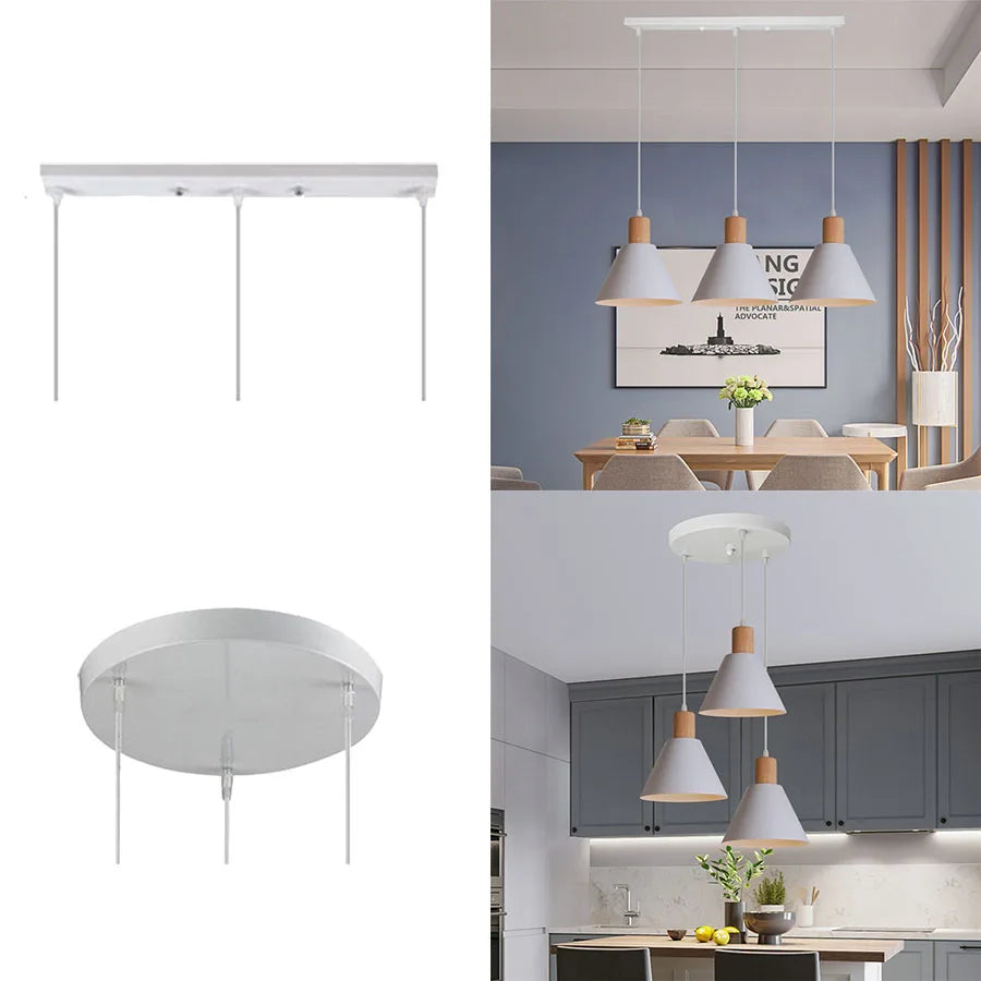 Modern Wood & Metal Hanging Pendant Lamp – Stylish Suspension Light for Kitchen, Dining Room, and Bar Décor