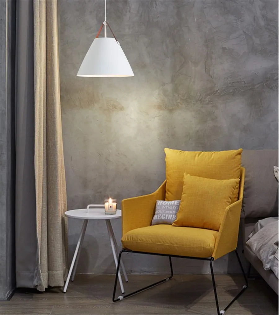 Modern Leather & Iron Pendant Light – Nordic Hanging Lamp for Kitchen, Dining Room, Living Room, Bedroom, and Restaurant Décor