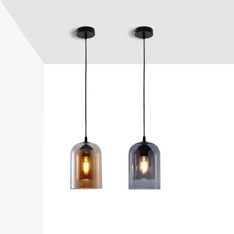 Led Pendant Lamp Nordic Gray Glass Modern Hanging Lighting Luxury Art Restaurant Bar Hotel Bedroom Bedside E27 Suspension Lights