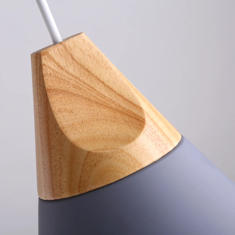 Nordic Real Wood Pendant Lights – Multicolor Aluminum Lampshade for Dining Room and Home Lighting Décor