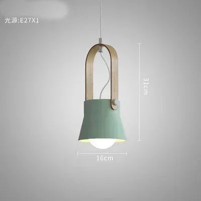 Iron Ring Wooden Grain Pendant Light – Minimalist Nordic Hanging Lamp for Showrooms, Bedrooms, and Dining Rooms
