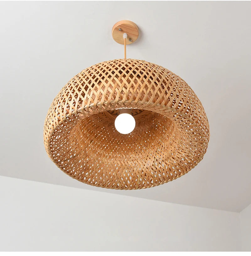 Handcrafted Rattan Bamboo Pendant Light – Woven Ceiling Lamp for Home, Living Room, and Bedroom Décor