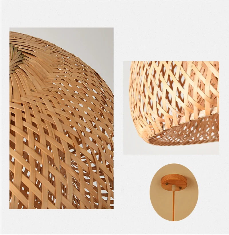 Handcrafted Rattan Bamboo Pendant Light – Woven Ceiling Lamp for Home, Living Room, and Bedroom Décor