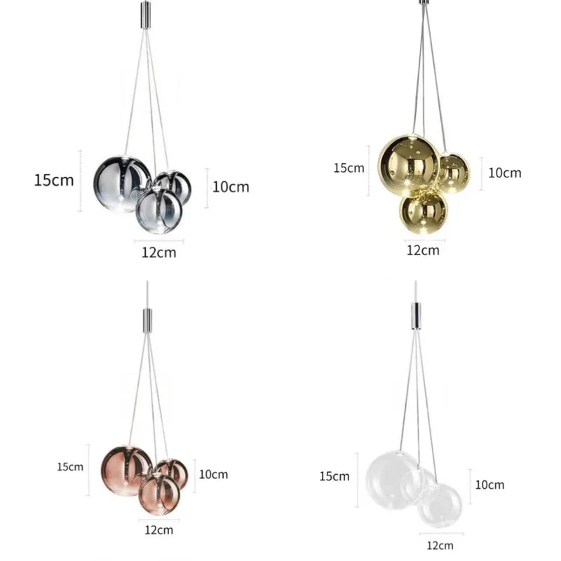 Modern LED Glass Ball Pendant Lamp – Sleek Chrome Design for Kitchens, Bedrooms, and Restaurants