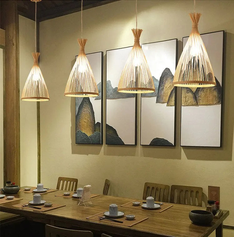Handcrafted Rattan Bamboo Pendant Light – Woven Ceiling Lamp for Home, Living Room, and Bedroom Décor