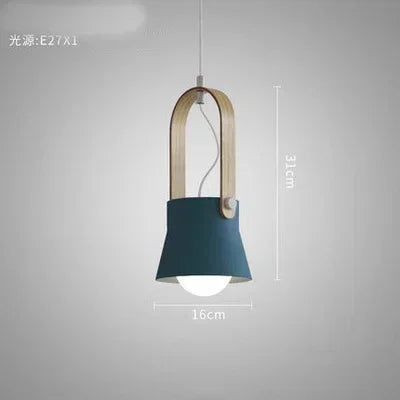 Iron Ring Wooden Grain Pendant Light – Minimalist Nordic Hanging Lamp for Showrooms, Bedrooms, and Dining Rooms