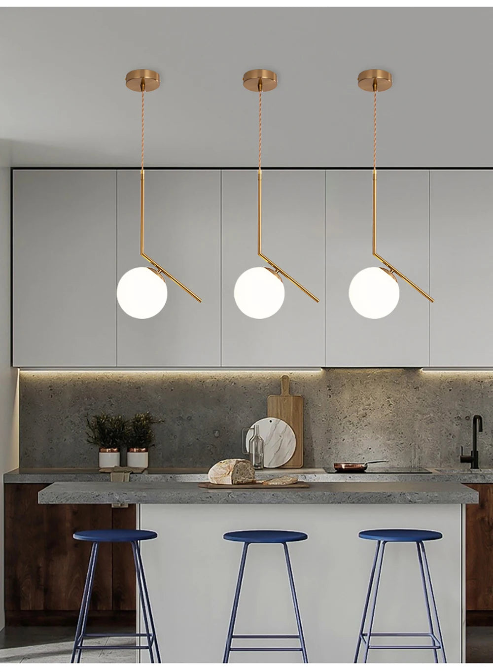Modern Ceiling Chandeliers for Dining Table Room Kitchen Island Lamp Plating Luxury Gold Bedside Lustre Pendant Light Fixtures
