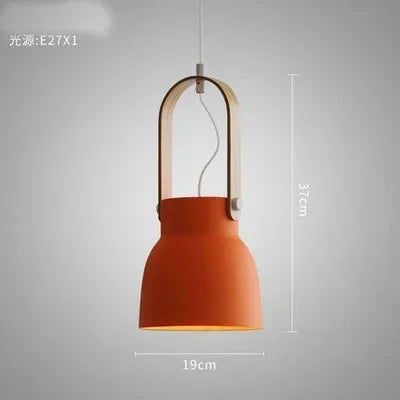 Iron Ring Wooden Grain Pendant Light – Minimalist Nordic Hanging Lamp for Showrooms, Bedrooms, and Dining Rooms