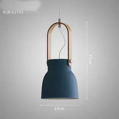 Iron Ring Wooden Grain Pendant Light – Minimalist Nordic Hanging Lamp for Showrooms, Bedrooms, and Dining Rooms