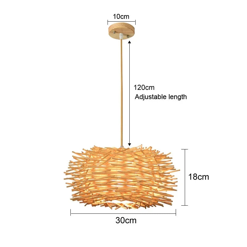 Handcrafted Rattan Bamboo Pendant Light – Woven Ceiling Lamp for Home, Living Room, and Bedroom Décor