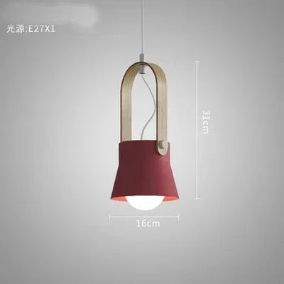 Iron Ring Wooden Grain Pendant Light – Minimalist Nordic Hanging Lamp for Showrooms, Bedrooms, and Dining Rooms