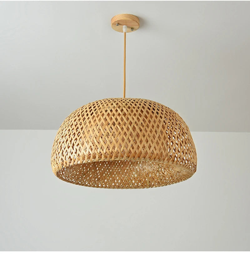 Handcrafted Rattan Bamboo Pendant Light – Woven Ceiling Lamp for Home, Living Room, and Bedroom Décor