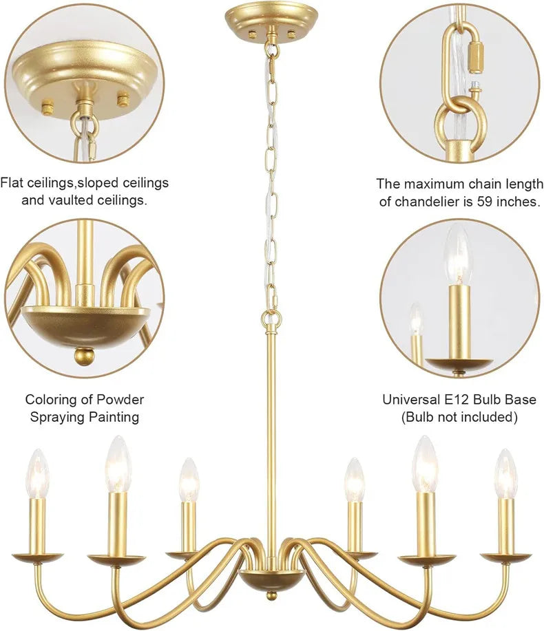 Retro Loft Living Room Chandelier – Vintage American Style Black/Gold Ceiling Light for Dining Rooms and Households