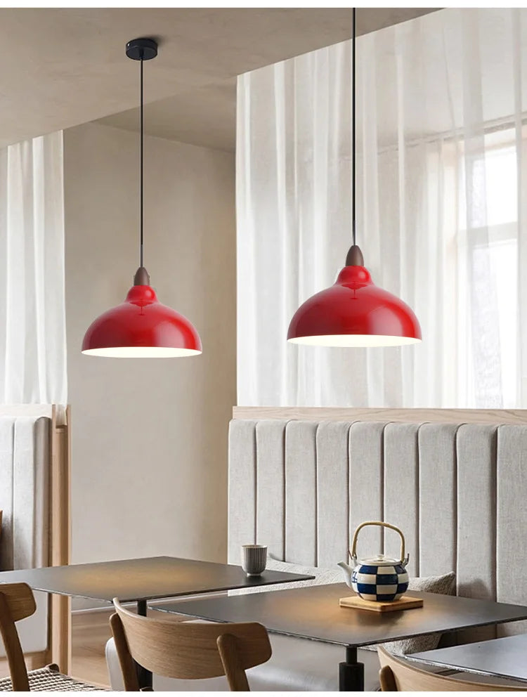 American Retro Red Industrial Pendant Lamp – Modern LED Iron Art Lighting for Restaurants and Hot Pot Decor