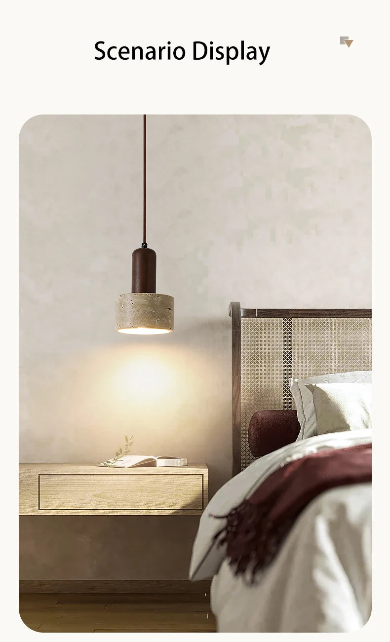 LED Pendant Lamp Bedroom Bedside Small Hanging Light Simple Modern Cream Wind Home Stay Retro Nordic Ceiling Lighting Fixture