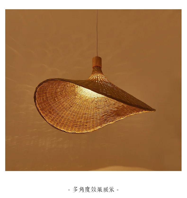 Handcrafted Rattan Bamboo Pendant Light – Woven Ceiling Lamp for Home, Living Room, and Bedroom Décor