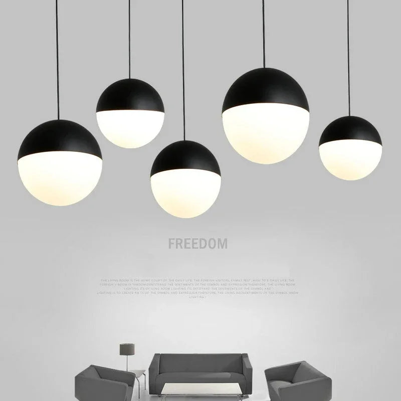 Modern Glass Ball Pendant Light – Black Round Hanging Lamp for Dining Rooms, Kitchens, and Bedrooms