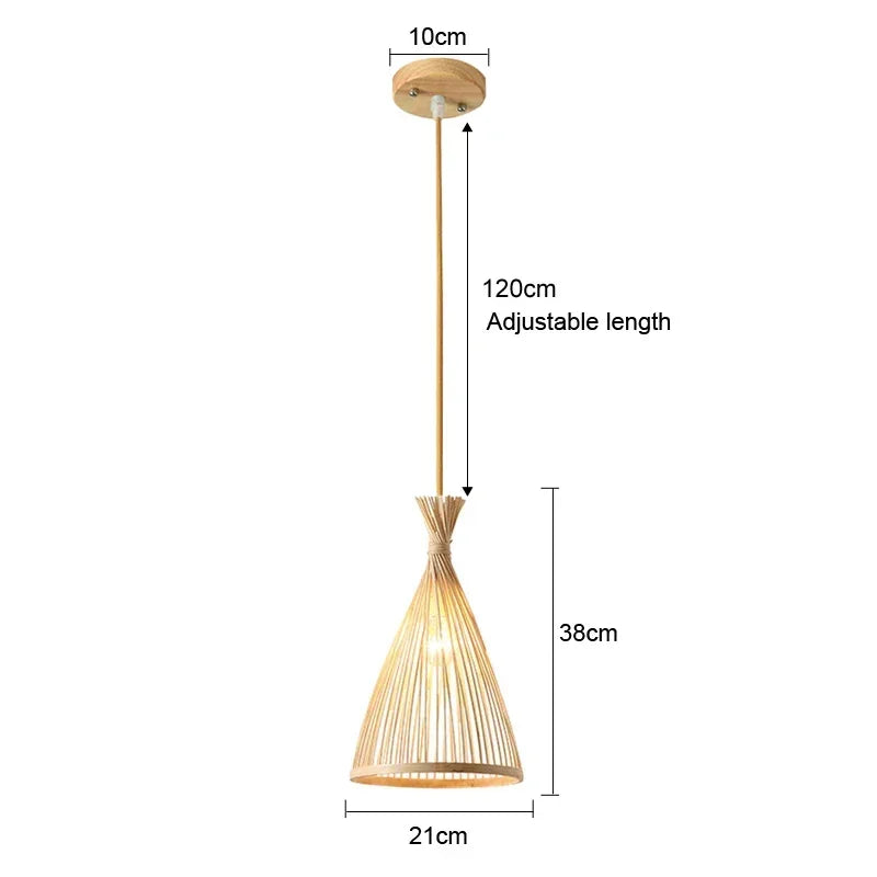 Handcrafted Rattan Bamboo Pendant Light – Woven Ceiling Lamp for Home, Living Room, and Bedroom Décor