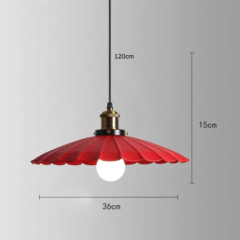 American Retro Red Industrial Pendant Lamp – Modern LED Iron Art Lighting for Restaurants and Hot Pot Decor