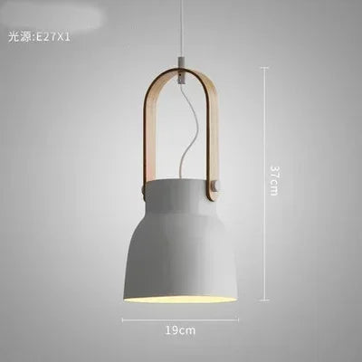 Iron Ring Wooden Grain Pendant Light – Minimalist Nordic Hanging Lamp for Showrooms, Bedrooms, and Dining Rooms