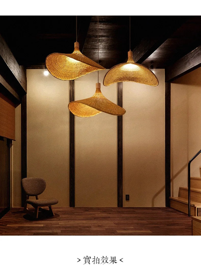 Handcrafted Rattan Bamboo Pendant Light – Woven Ceiling Lamp for Home, Living Room, and Bedroom Décor