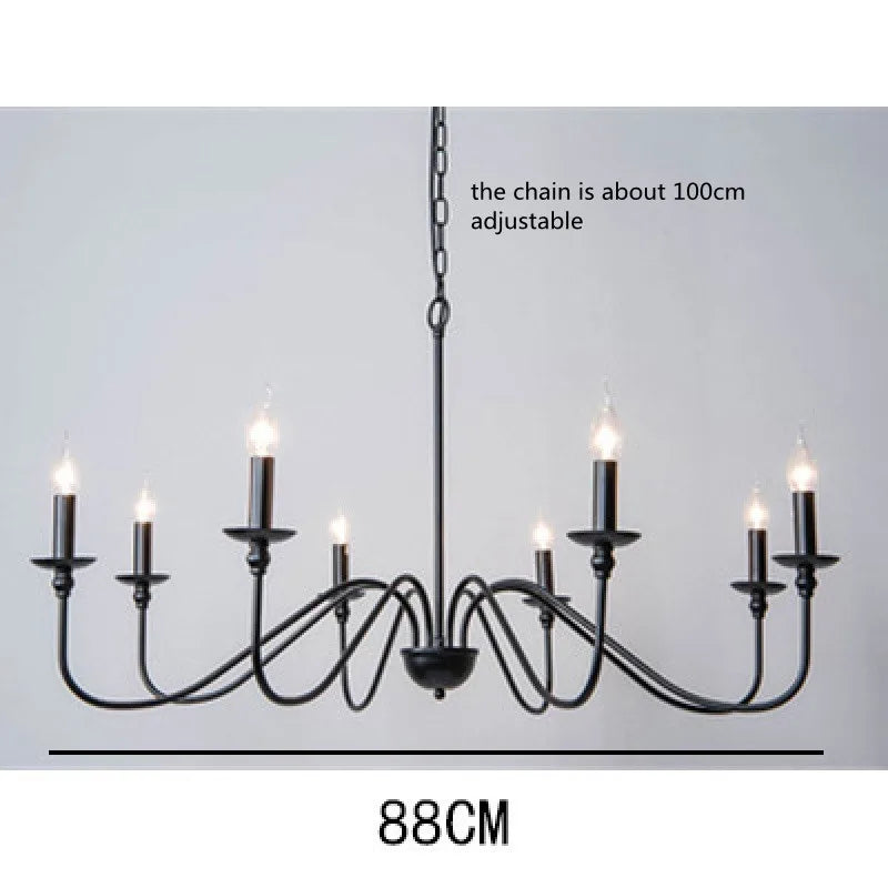 Retro Loft Living Room Chandelier – Vintage American Style Black/Gold Ceiling Light for Dining Rooms and Households