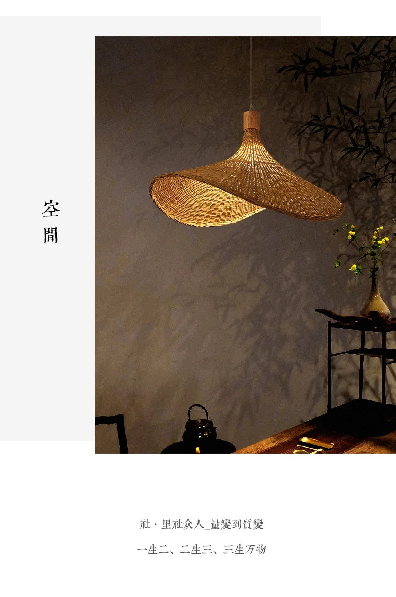 Handcrafted Rattan Bamboo Pendant Light – Woven Ceiling Lamp for Home, Living Room, and Bedroom Décor