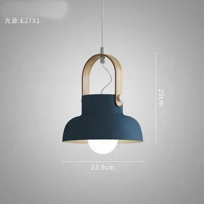 Iron Ring Wooden Grain Pendant Light – Minimalist Nordic Hanging Lamp for Showrooms, Bedrooms, and Dining Rooms