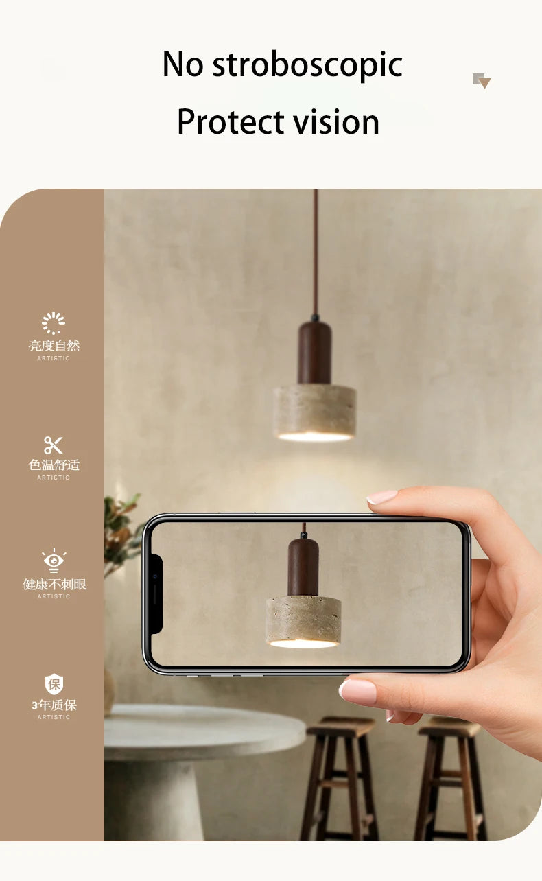 LED Pendant Lamp Bedroom Bedside Small Hanging Light Simple Modern Cream Wind Home Stay Retro Nordic Ceiling Lighting Fixture