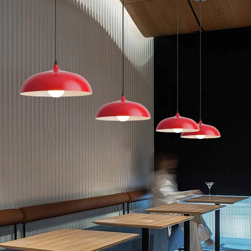 American Retro Red Industrial Pendant Lamp – Modern LED Iron Art Lighting for Restaurants and Hot Pot Decor