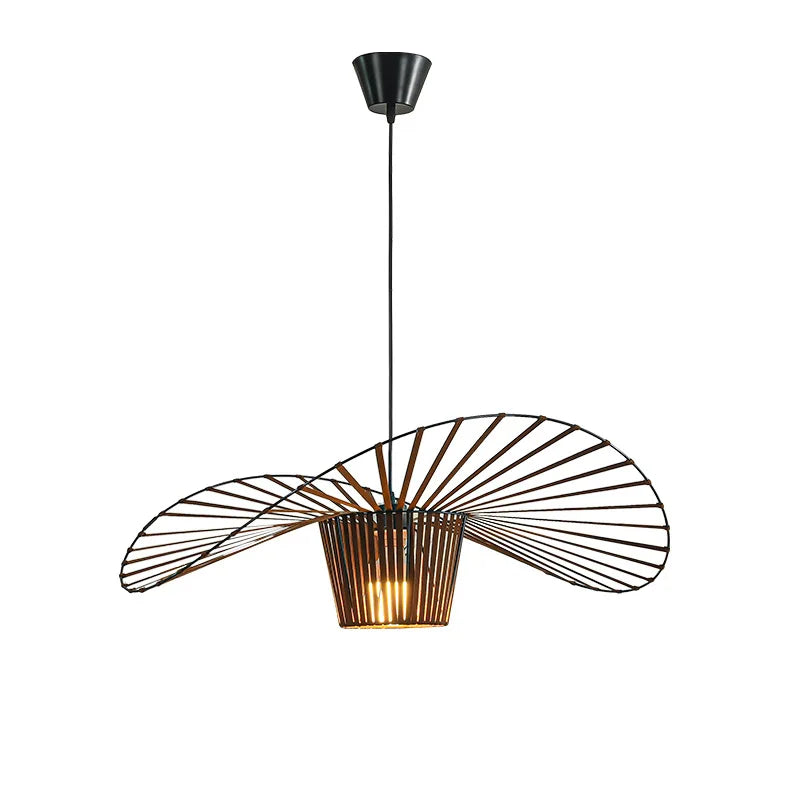 Nordic Art Straw Hat Chandelier – Simple LED Hanging Lamp for Living Rooms, Bedrooms, and Dining Spaces