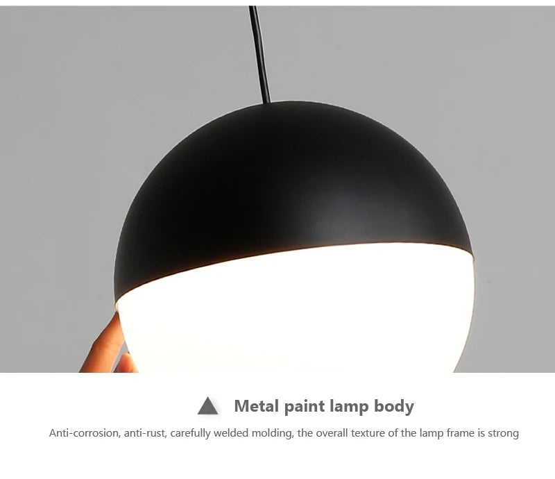 Modern Glass Ball Pendant Light – Black Round Hanging Lamp for Dining Rooms, Kitchens, and Bedrooms