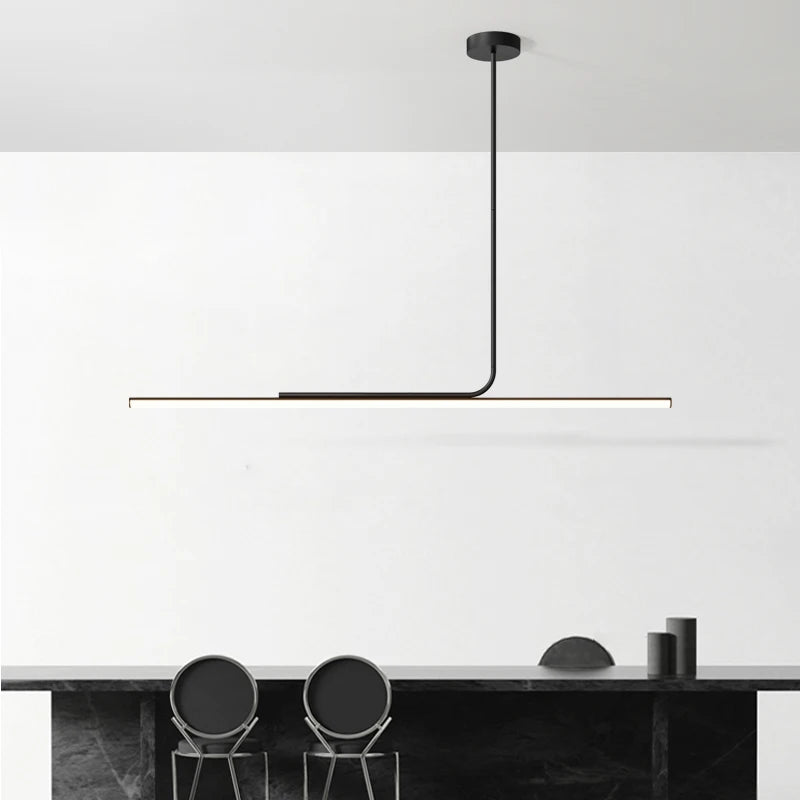 Minimalist Dining Room Chandelier Modern Minimalist Tea Room Table Dining Room Lines Light Creative Bar Long LED Pendant Lamp