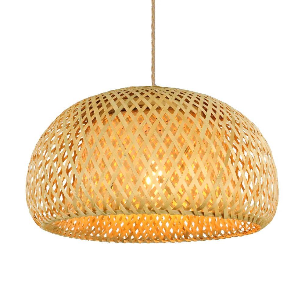 Hand-Woven Bamboo Lantern Pendant Light – 30cm Natural Rattan Wicker E27 LED Chandelier Lampshade for Elegant Lighting Decor