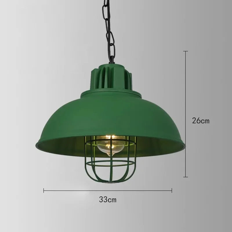 American Retro Red Industrial Pendant Lamp – Modern LED Iron Art Lighting for Restaurants and Hot Pot Decor
