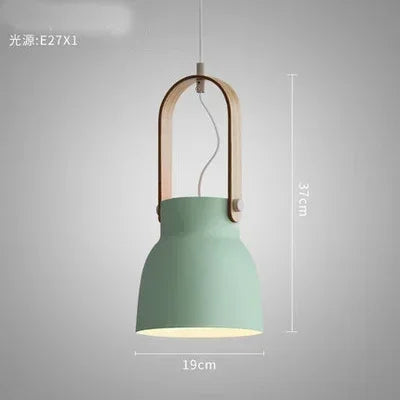 Iron Ring Wooden Grain Pendant Light – Minimalist Nordic Hanging Lamp for Showrooms, Bedrooms, and Dining Rooms
